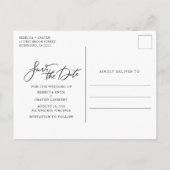 写真エレガント結婚式日付の保存 案内ポストカード (裏面)