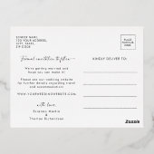 写真エレガント結婚式日付金ゴールドの保存 箔招待状ポストカード (裏面)