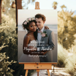 写真エレガント結婚歓迎サインモダンスクリプト ポスター