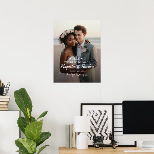 写真エレガント結婚歓迎サインモダンスクリプト ポスター (ホームオフィス)