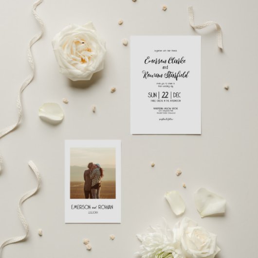 写真エレガント編集可能のミニマ結婚リスト 招待状