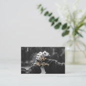 写真エレガント者のシンプルスタイル茶色パターン 名刺 (スタンド正面)