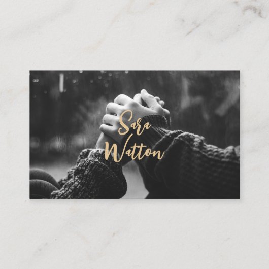 写真エレガント者のシンプルスタイル茶色パターン 名刺 (正面)