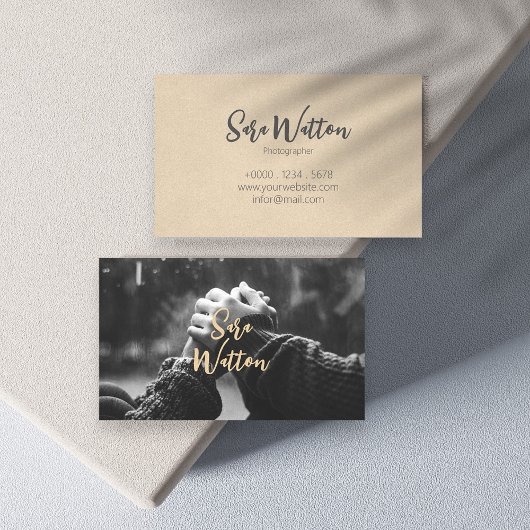 写真エレガント者のシンプルスタイル茶色パターン 名刺