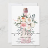 写真エレガント花びら&プロセッコブライダルシャワー 招待状 (正面)