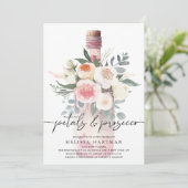 写真エレガント花びら&プロセッコブライダルシャワー 招待状 (スタンド正面)