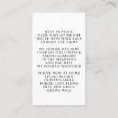 写真エレガント葬儀祈りの言葉カード 名刺 (裏面)