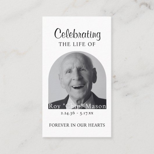 写真エレガント葬儀祈りの言葉カード 名刺 (正面)