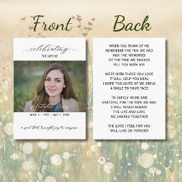 写真エレガント葬儀祈りの言葉カード 名刺