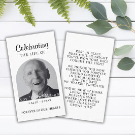 写真エレガント葬儀祈りの言葉カード 名刺