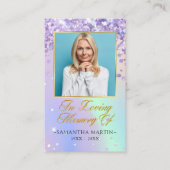 写真エレガント葬儀祈りの言葉カード 名刺 (正面)