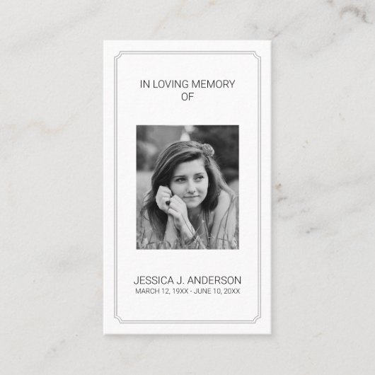写真エレガント記念悔やみや弔慰祈りの言葉カード 名刺 (正面)