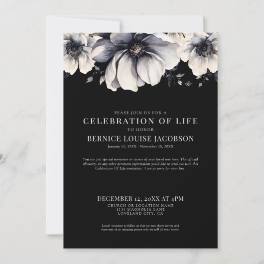 写真エレガント記念生命お祝い 招待状 (裏面)