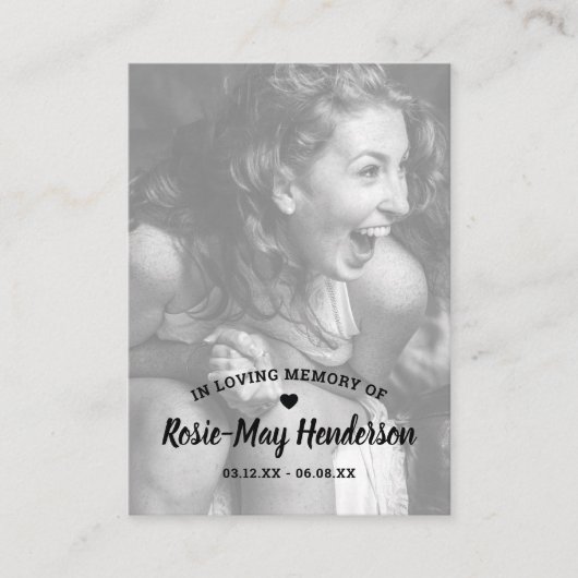 写真エレガント記念祈りの言葉 名刺 (正面)