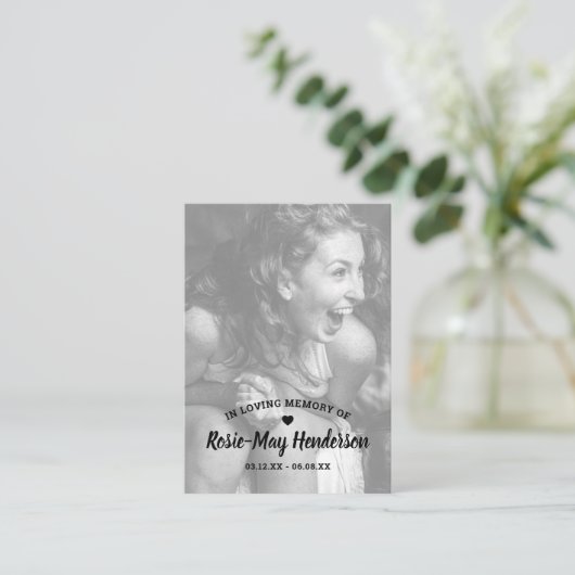 写真エレガント記念祈りの言葉 名刺 (スタンド正面)