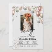 写真エレガント誕生日招待状 招待状 (正面)