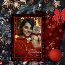 写真エレガント赤金ゴールドメリークリスマス