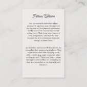 写真エレガント追悼記念祈りの言葉カード 名刺 (裏面)