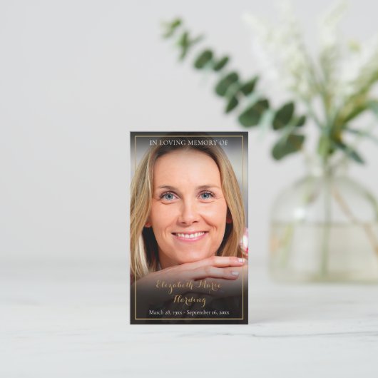 写真エレガント追悼記念祈りの言葉カード 名刺 (スタンド正面)
