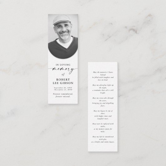 写真エレガント追悼詩ブックマークカード スキニー名刺 (正面/裏面)