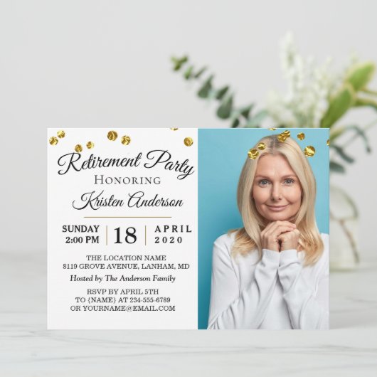 写真エレガント退職パーティの招待状 招待状 (スタンド正面)