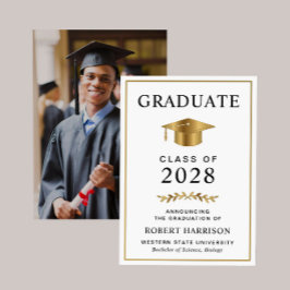 写真エレガント金ゴールドグラッドキャップカレッジ卒業 案内状