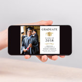 写真エレガント金ゴールドグラッドキャップカレッジ卒業 案内状