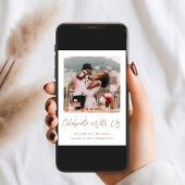 写真エレガント金ゴールドスクリプトウェディングレセプション 招待状