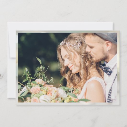 写真エレガント金ゴールドスタイリッシュ結婚リングや輪 招待状 (裏面)