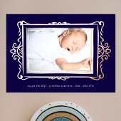 写真エレガント金ゴールドフォイルのフレームベビー 箔招待状