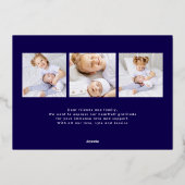 写真エレガント金ゴールドフォイルのフレームベビー 箔招待状 (裏面)