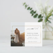 写真エレガント金ゴールドフレ結婚ーム 案内ポストカード (スタンド正面)