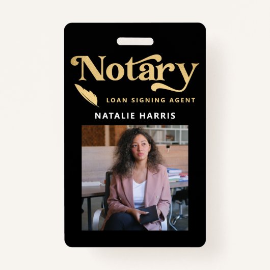 写真エレガント金ゴールド公証人ローン代理人 バッジ (正面)