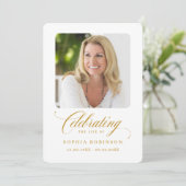 写真エレガント金ゴールド台本葬儀記念カード 案内状 (スタンド正面)