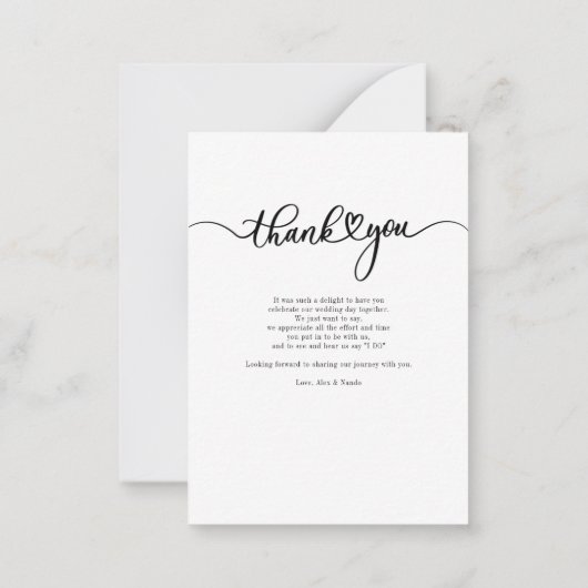写真エレガント金ゴールド手書きの結婚ありがとう ノートカード (裏面)