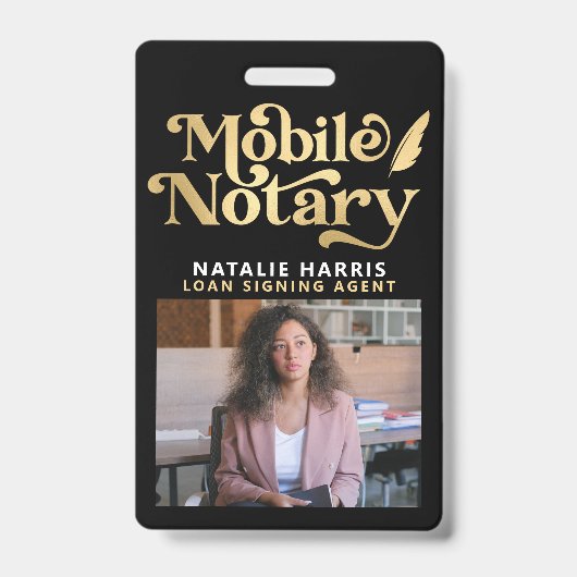 写真エレガント金ゴールド携帯公証貸付業者  バッジ (Front)