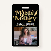 写真エレガント金ゴールド携帯公証貸付業者  バッジ (正面)