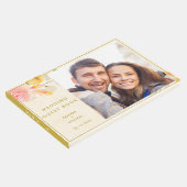 写真エレガント金ゴールド水色フローラ結婚の ゲストブック (コーナー)