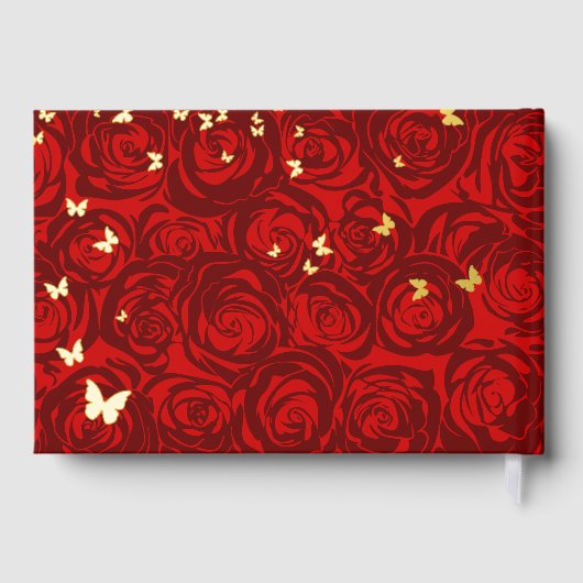 写真エレガント金実在箔と赤いキンセアニェラ ゲストブック (裏面)