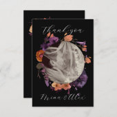 写真エレガント黒と秋のフローラ結婚 サンキューカード (正面/裏面)