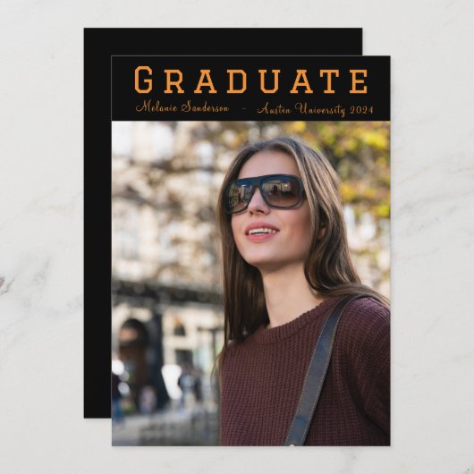 写真エレガント2024卒業パーティー招待状 案内状 (正面/裏面)