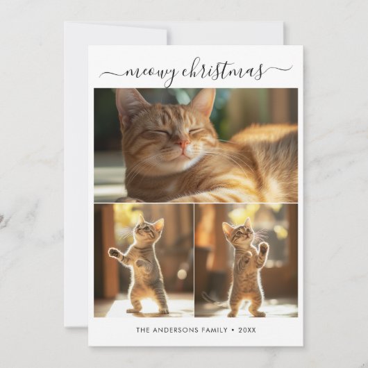 写真エレガント3枚クリスマスかわいい猫おもしろいたち シーズンカード (正面)