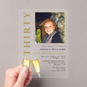 写真エレガント30th誕生日シャンパン アクリル招待状 (インサイチュ (ポータブル))