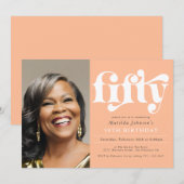 写真エレガント50番目の誕生日招待状 招待状 (正面/裏面)