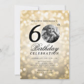 写真エレガント60th Birthday Party金ゴールド《写真》ぼけ味 招待状 (正面)