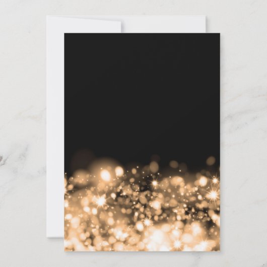 写真エレガント70th誕生日金ゴールドミッドナイト・グラム 招待状 (裏面)