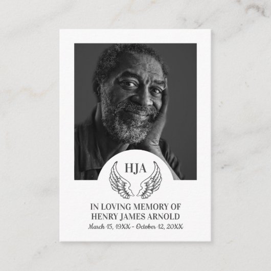 写真エレガント、エンジェルウィングス、祈りの言葉カード 名刺 (正面)