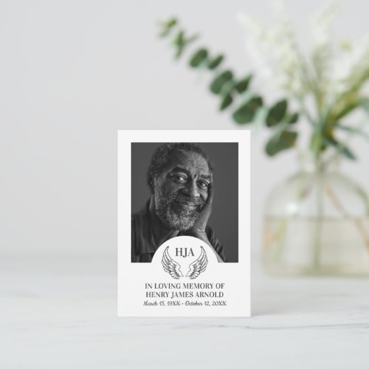 写真エレガント、エンジェルウィングス、祈りの言葉カード 名刺 (スタンド正面)