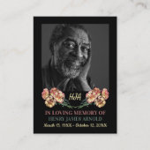 写真エレガント、カーネーション花、祈りの言葉カード 名刺 (正面)