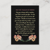 写真エレガント、カーネーション花、祈りの言葉カード 名刺 (裏面)